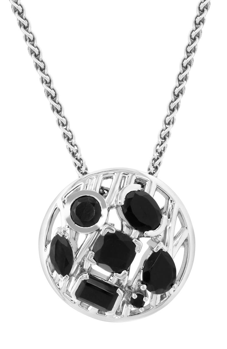 EFFY Sterling Silver Onyx Circle Pendant Necklace, Alternate, color, Black