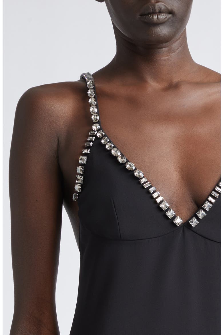 Jewel Embellished Mermaid Gown with Train, Alternate, color, BLACK
