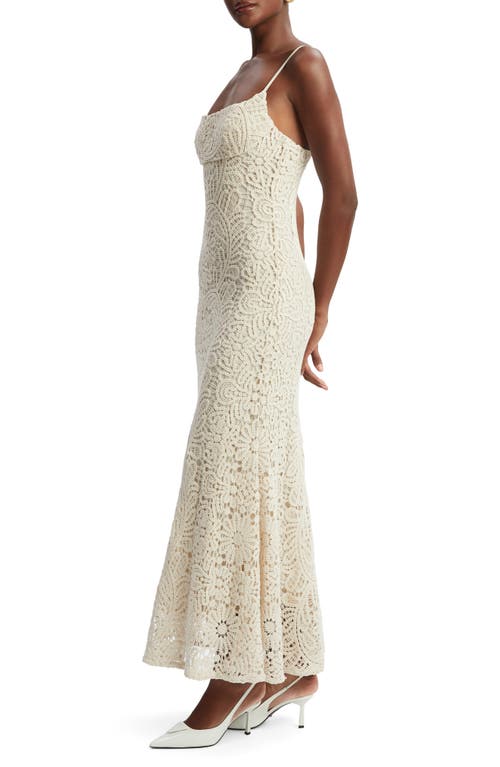 Bardot Adoni Crochet Midi Dress In Light Beige