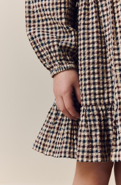 Next Kids' Gingham Tiered Dress In Neutral