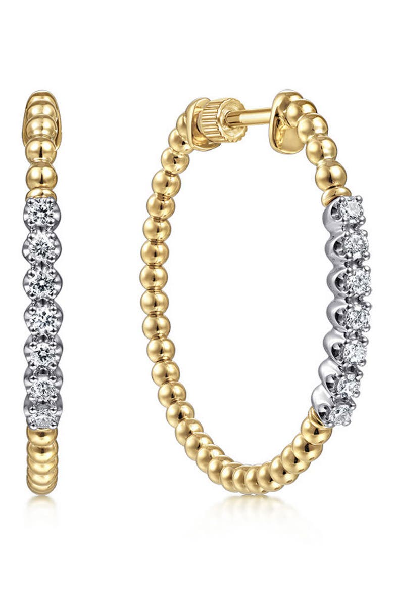 Bujukan Beaded Diamond Hoop Earrings, Main, color, GOLD