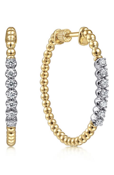 Bujukan Beaded Diamond Hoop Earrings