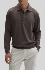 Robert Barakett Peakstone Long Sleeve Overknit Cotton Polo