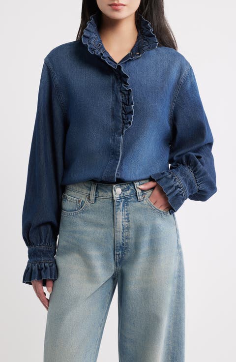 DL Aura Ruffle Denim Shirt
