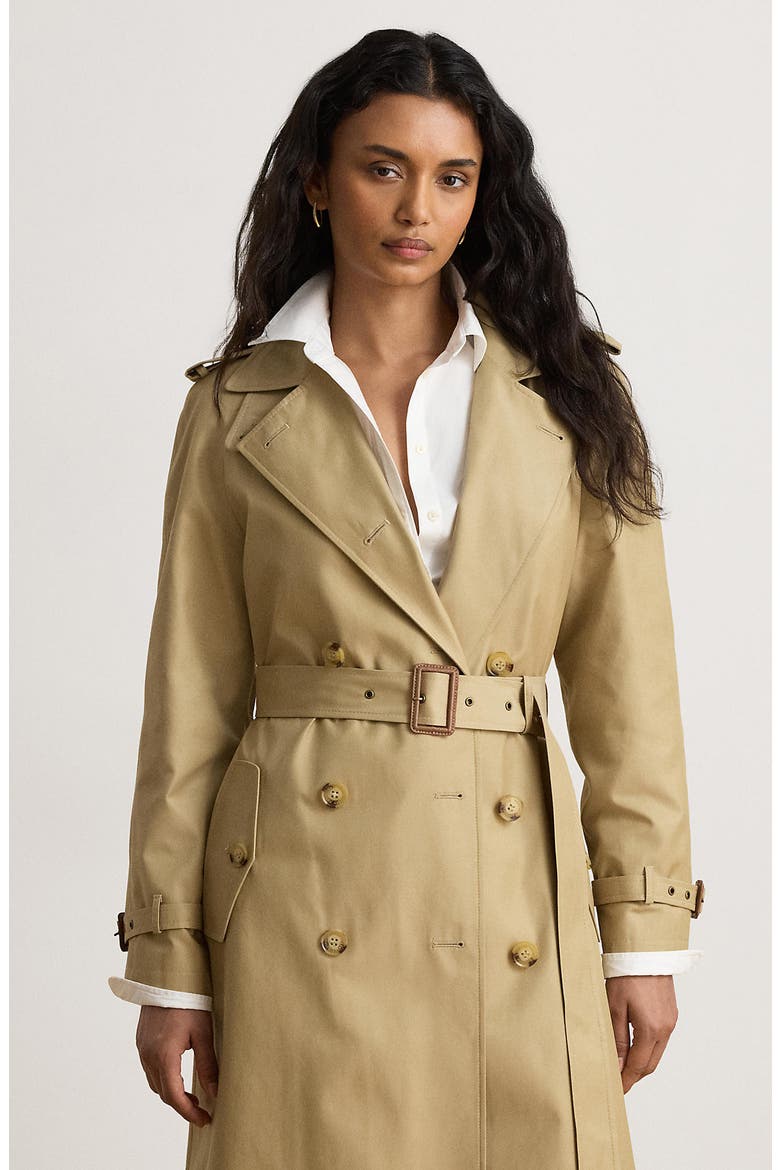 Double Breasted Belted Trench Coat, Alternate, color, BIRCH TAN