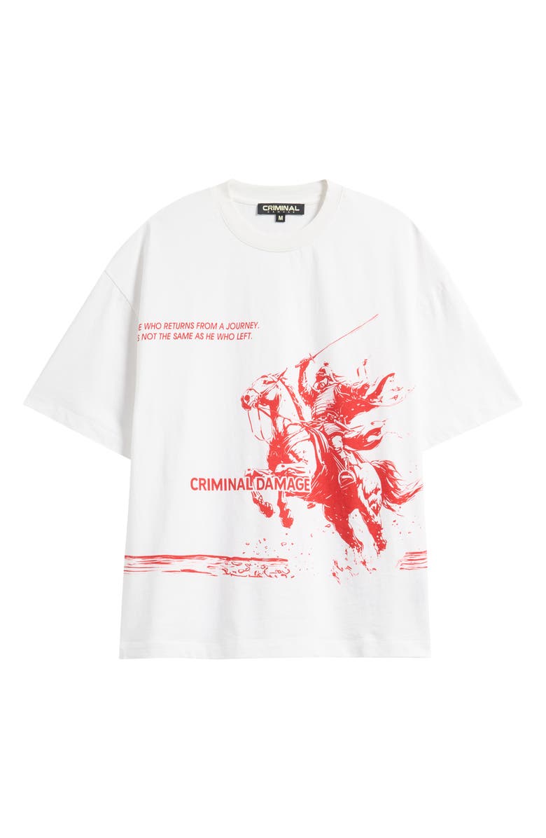 CRIMINAL DAMAGE Samurai Cotton Graphic T-Shirt, Alternate, color, Off White