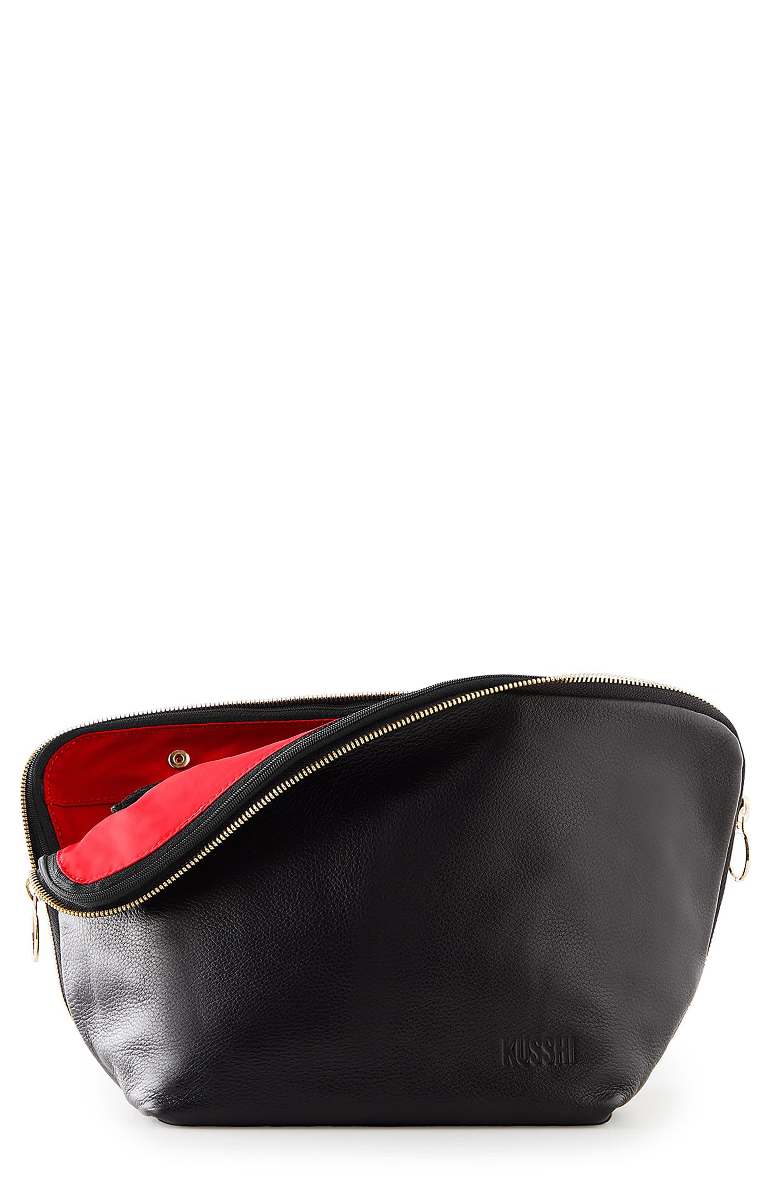 BLACK LEATHER/ RED