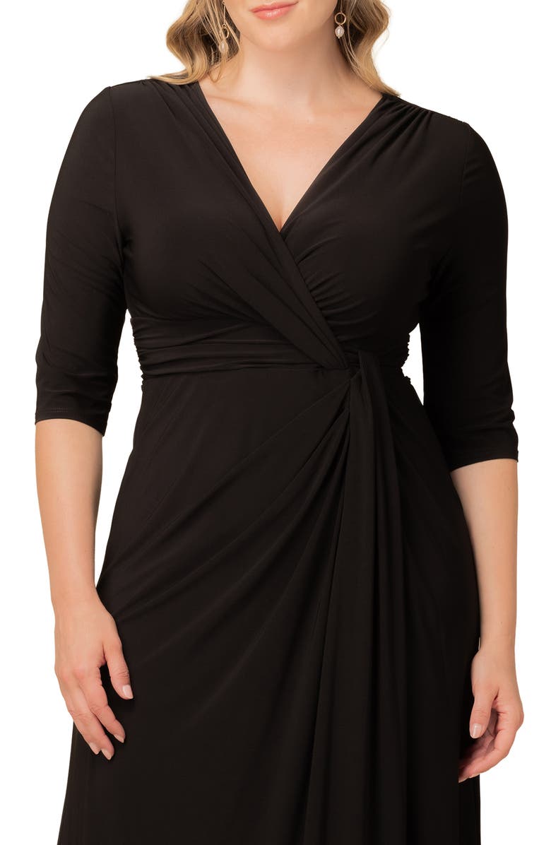 Kiyonna Evening Romance Stretch Jersey Gown, Alternate, color, Black Noir