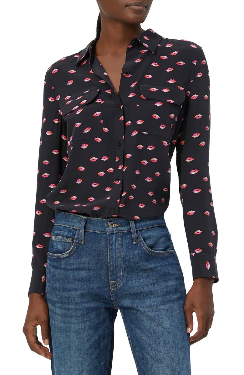 Equipment Slim Signature Kiss Silk Blouse, Main, color, 