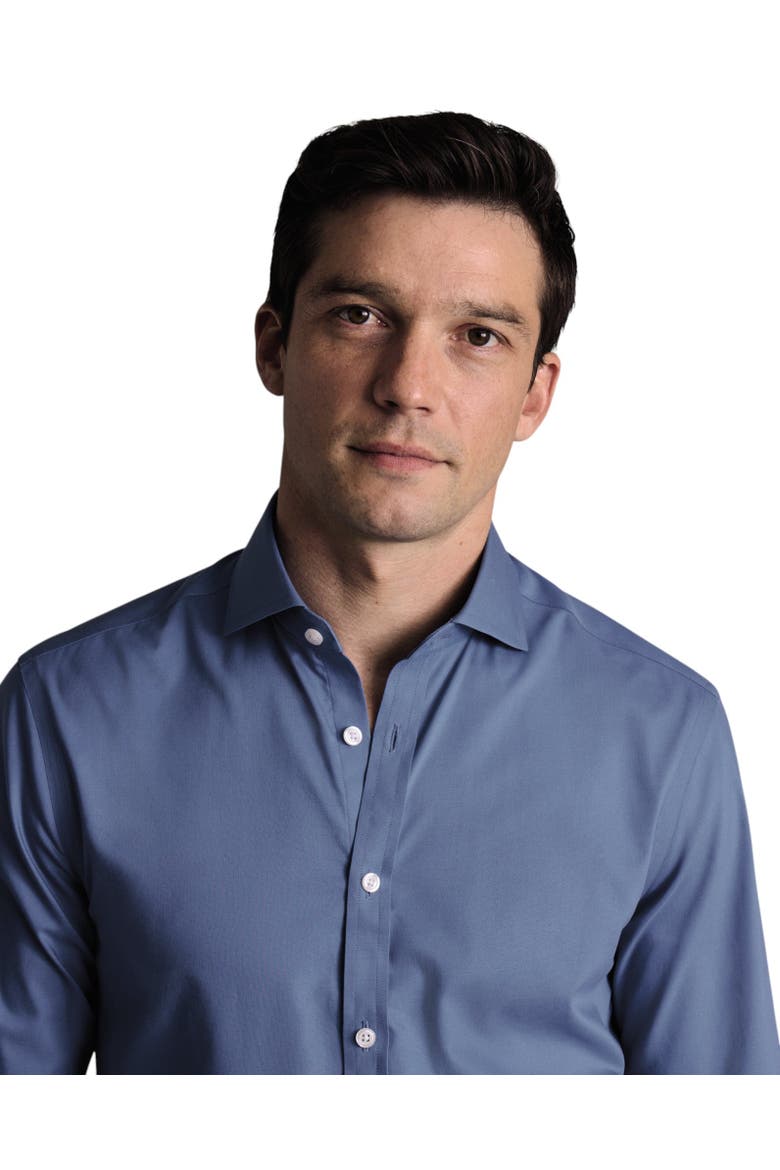 Non-Iron stretch Poplin Shirt, Alternate, color, Ocean Blue