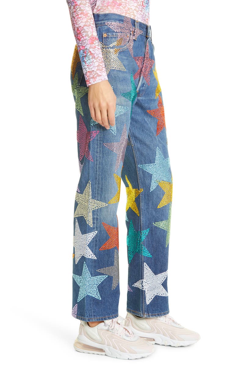 Collina Strada x Levi’s<sup>®</sup> Star Capsule Rhinestone 501<sup>®</sup> Straight Leg Jeans, Alternate, color, 