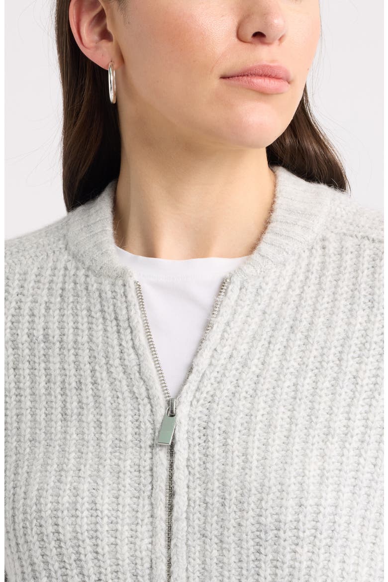 Shaker Stitch Bomber Jacket, Alternate, color, GREY LIGHT HEATHER