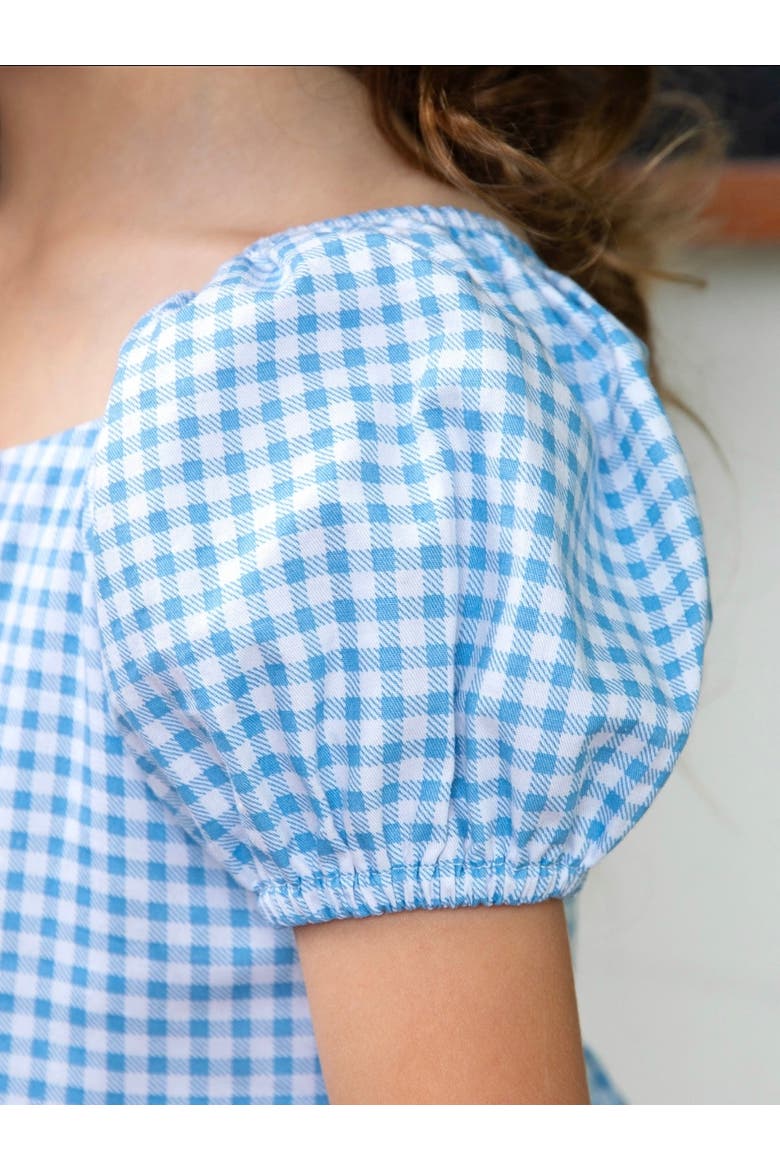 Apple Sweetheart Gingham Puff Sleeve Dress, Alternate, color, Blue