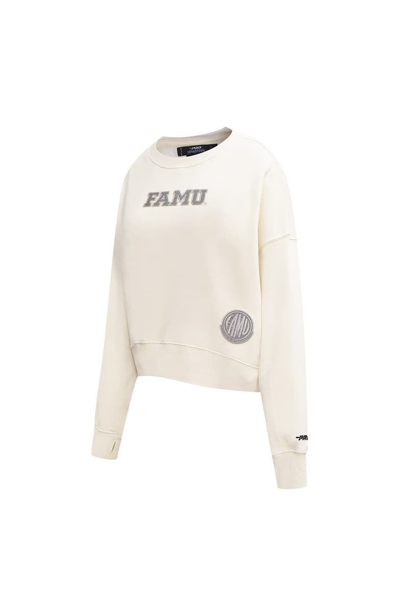 PRO STANDARD Women's Pro Standard Cream Florida A&M Rattlers French Terry Boxy Cropped Pullover Crewneck, Alternate, color, Cream