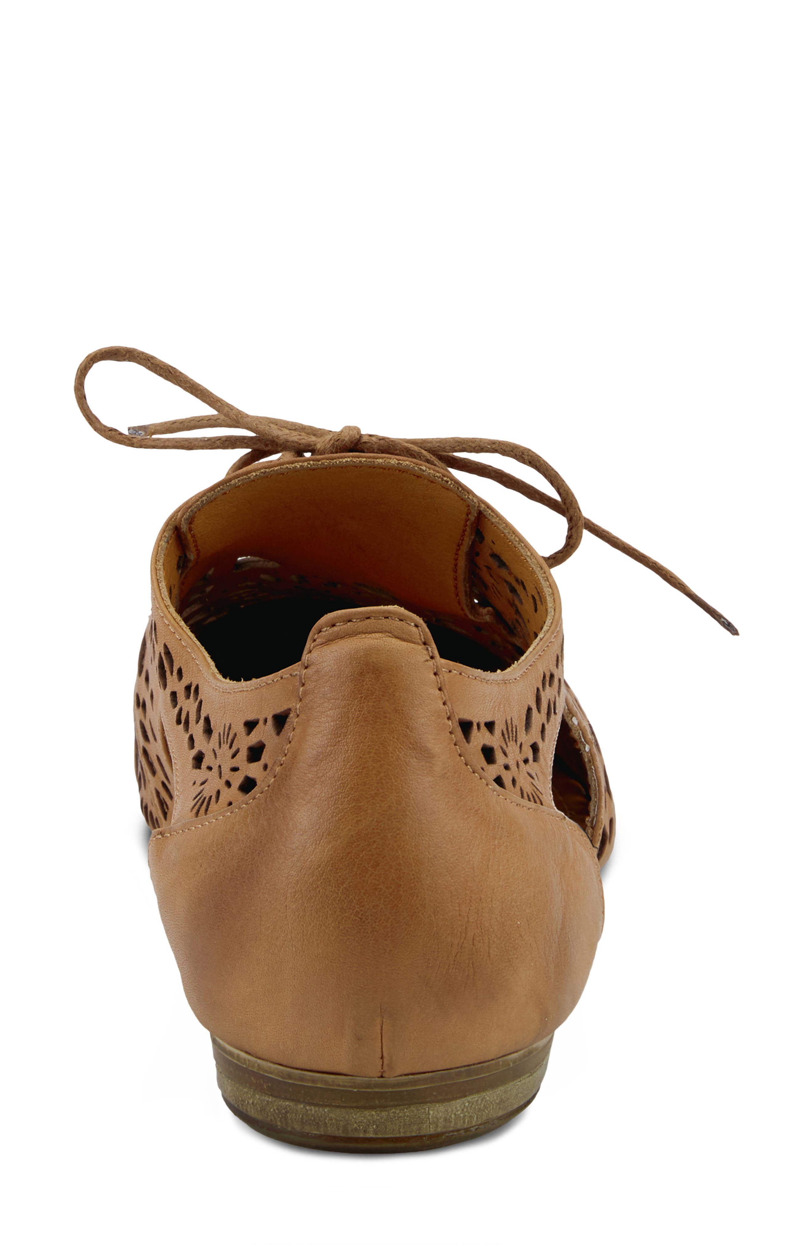 Theone Cutout Derby Flat, Alternate, color, CAMEL LEATHER