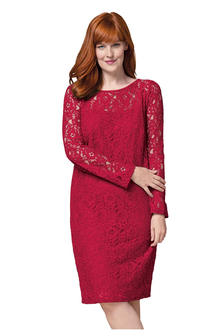 Stretch Lace Shift Dress, Main, color, CLASSIC RED