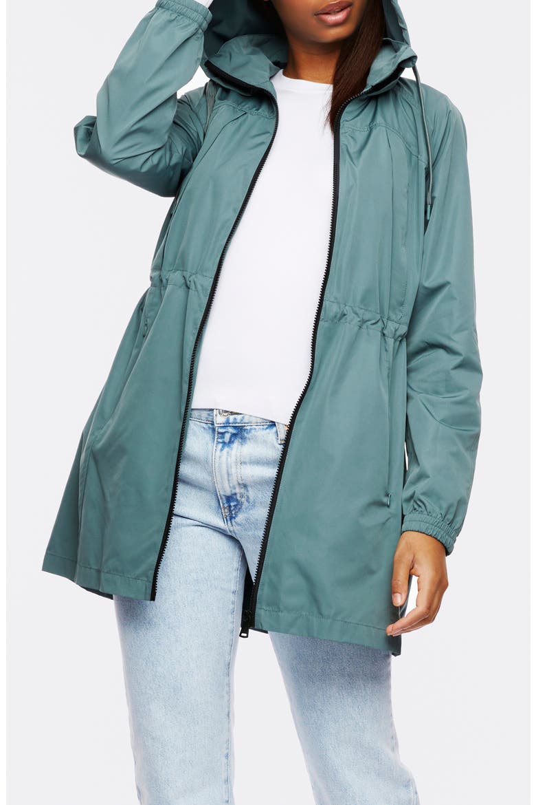 Rain Hooded Jacket, Alternate, color, EVERGREEN