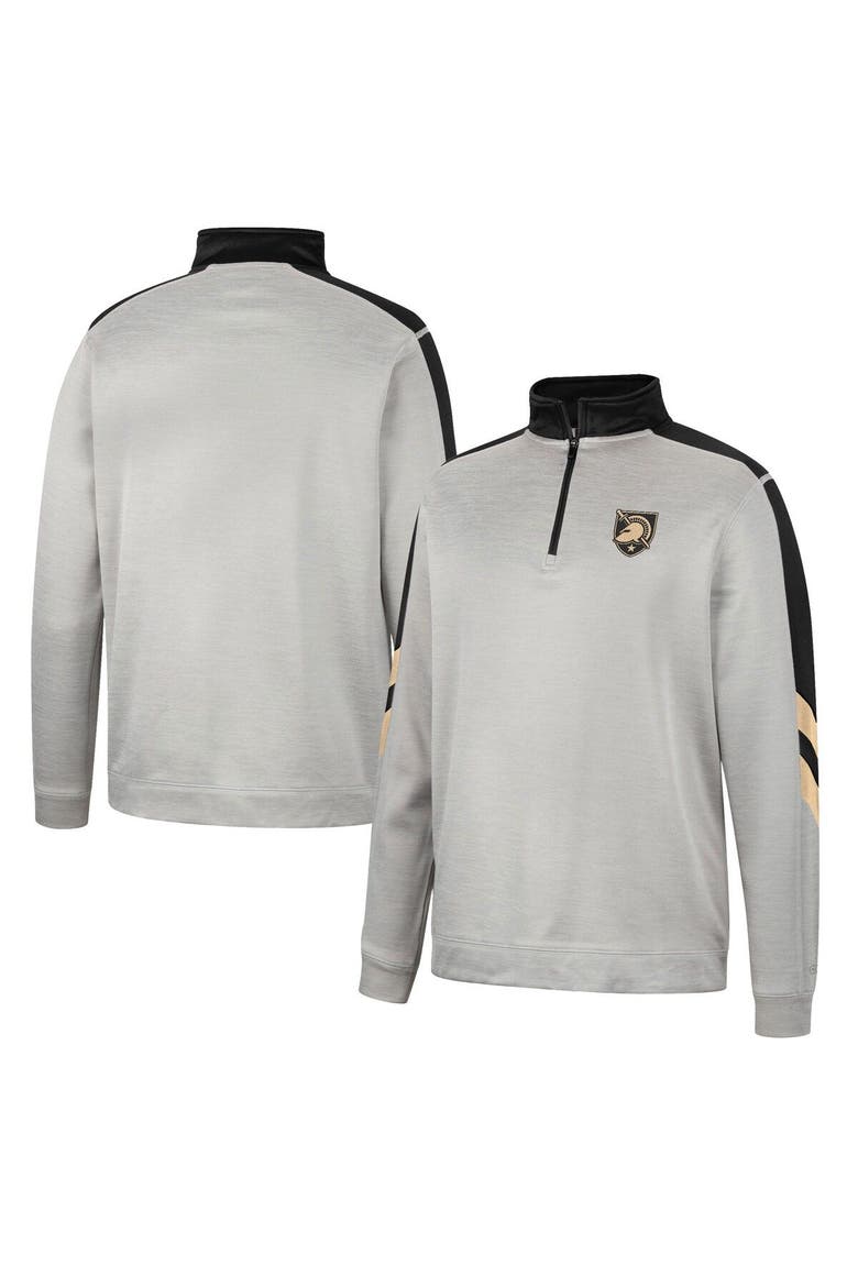 Men's Colosseum Gray/Black Army Black Knights Bushwood Fleece Quarter-Zip Jacket, Main, color, Gray