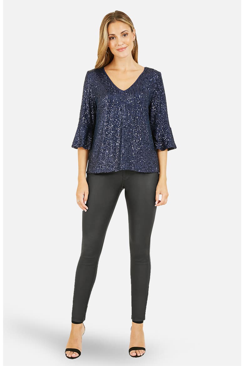 Sequin Relaxed Fit Top, Alternate, color, Navy