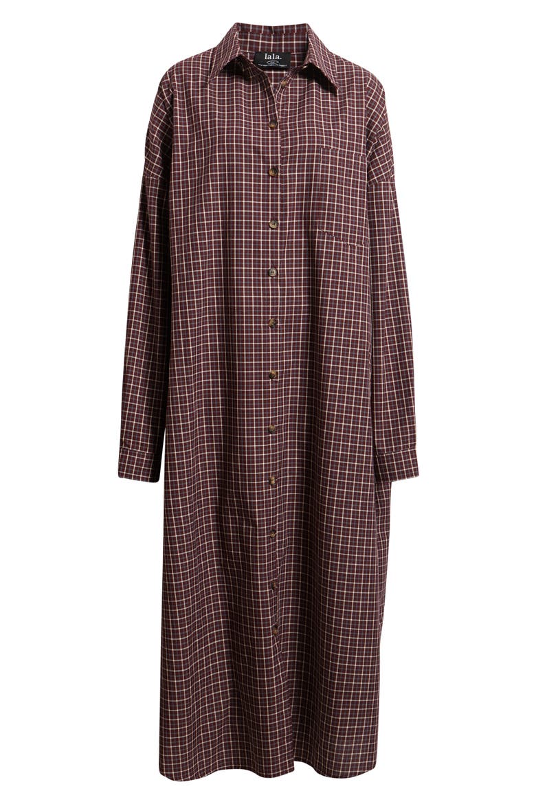 Lala Long Sleeve Button-Up Shirt, Alternate, color, MAROON PLAID