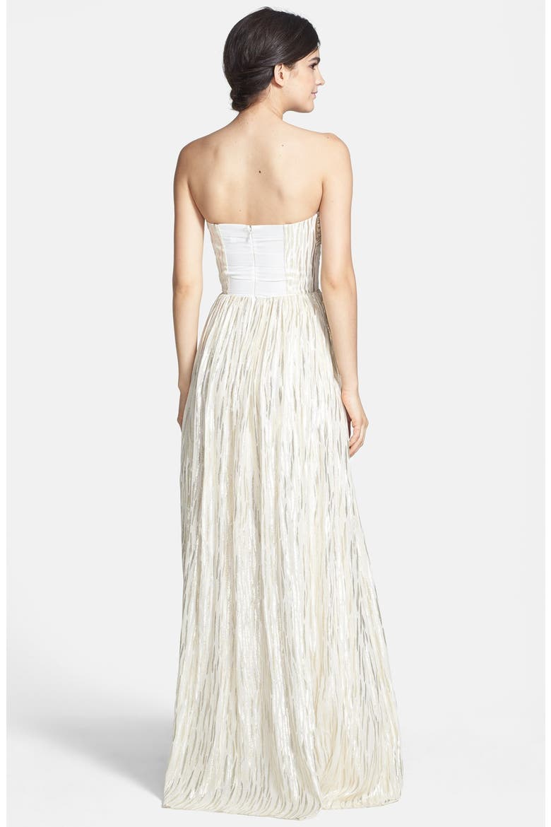 'Coralie' Foiled Silk Chiffon Gown, Alternate, color, IVORY