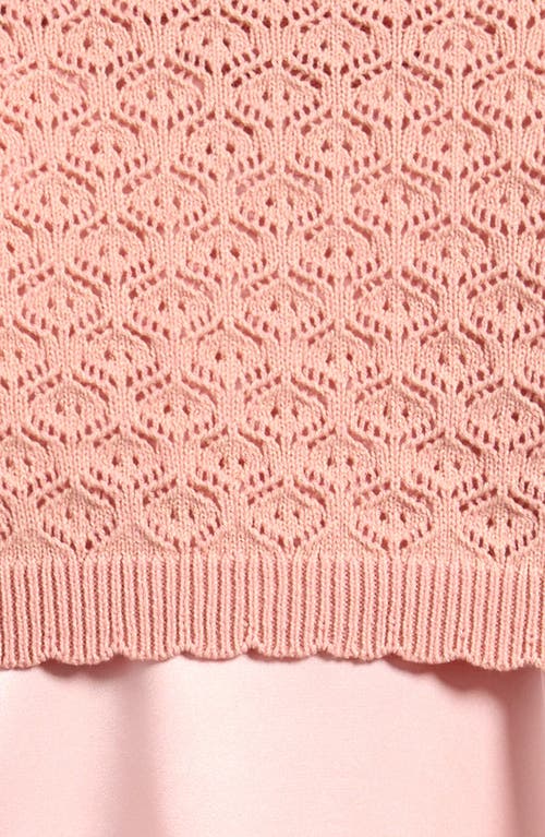 Shop Freshman Kids' Satin Slipdress & Sweater Set In Peachy Keen