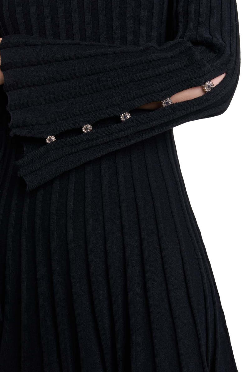 maje Short knit dress, Alternate, color, Black