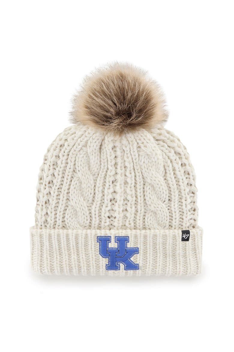 Women's '47 White Kentucky Wildcats Meeko Cuffed Knit Hat with Pom, Main, color, Cream