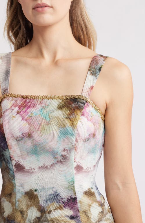 Tahari Asl Metallic Abstract Print Jacquard Cocktail Dress In Pink Gold Multi