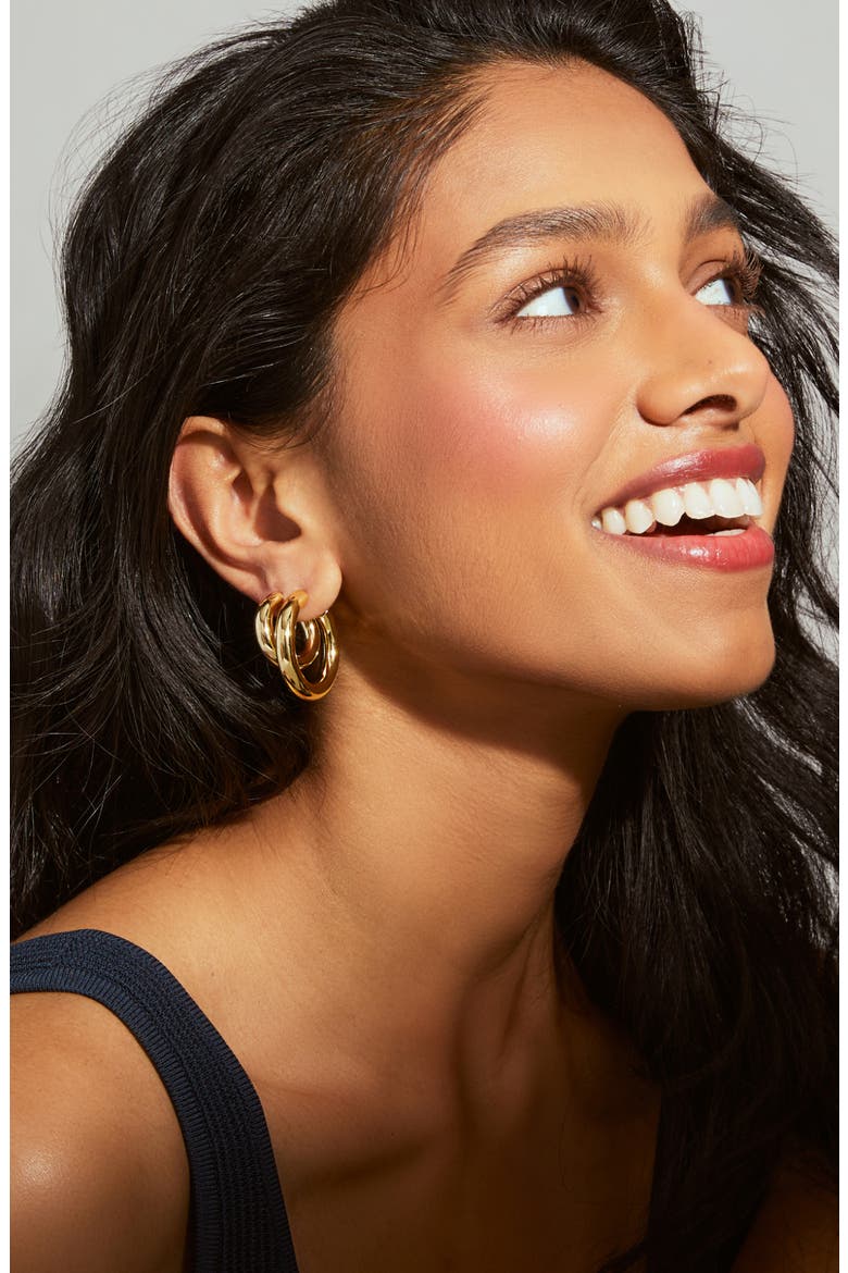 Hoop Earrings - Tia Mini, Alternate, color, Gold