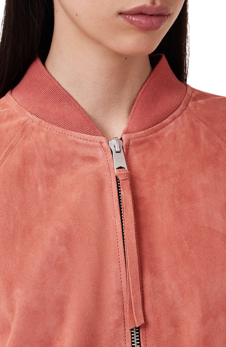 AllSaints Dana Suede Bomber Jacket, Alternate, color, 