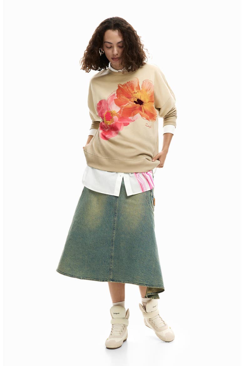 Floral Graphic Sweatshirt, Alternate, color, OFF WHITE