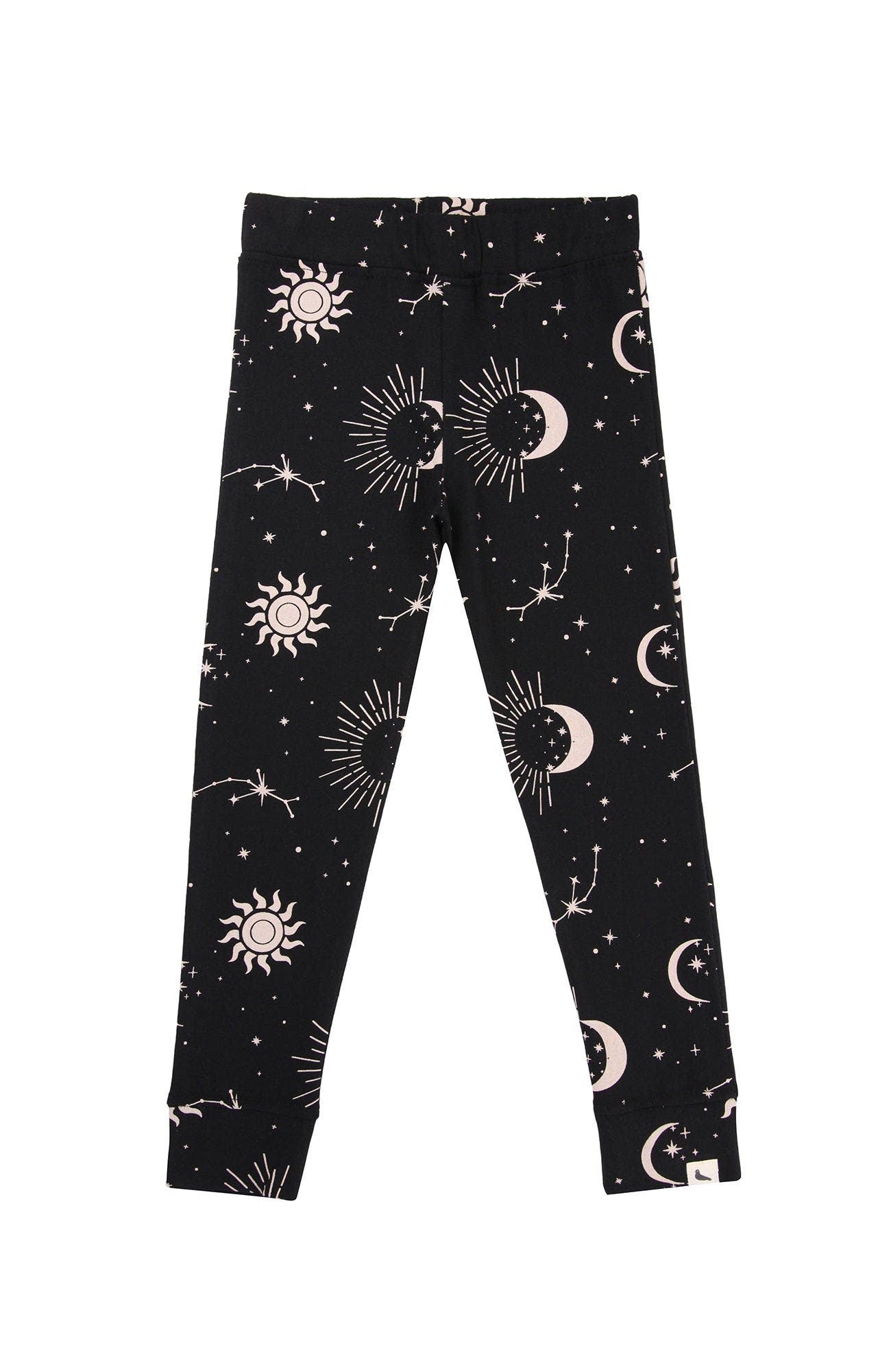 Turtledove London Kids Organic Cotton Celestial Print Leggings in Black 