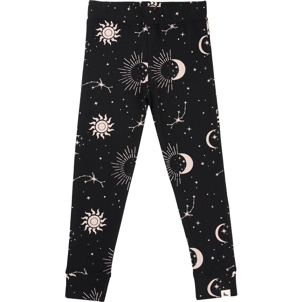 Turtledove London Kids Organic Cotton Celestial Print Leggings In Black