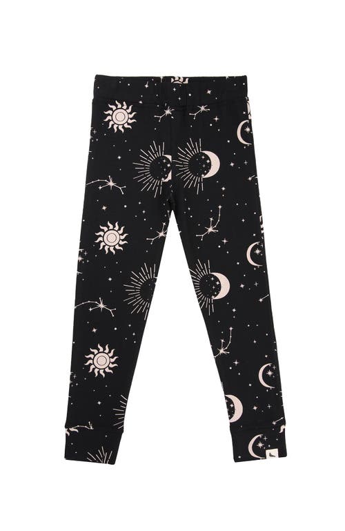Turtledove London Kids Organic Cotton Celestial Print Leggings In Black