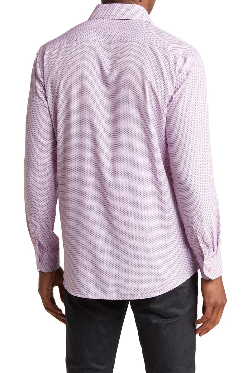 Azaro Uomo Slim Fit Dot Print Performance Dress Shirt, Alternate, color, 