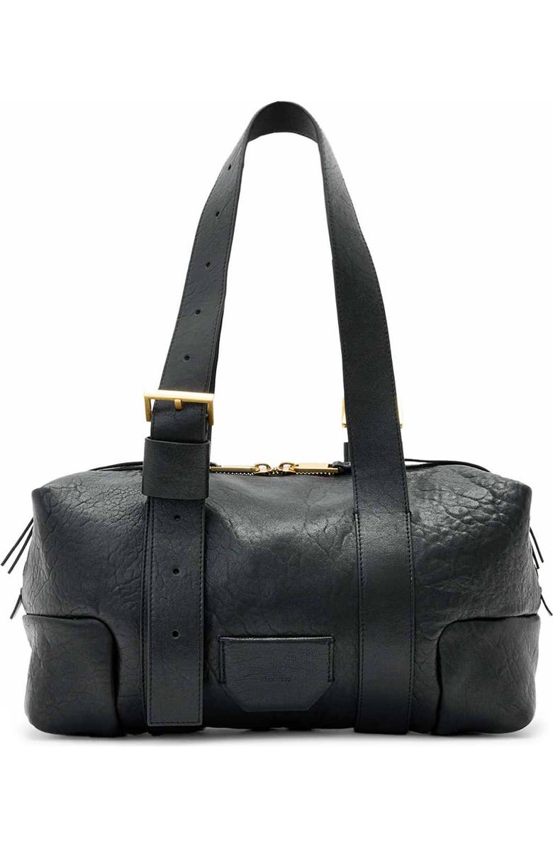 AllSaints Ares Grain Leather Shoulder Bag, Main, color, Black