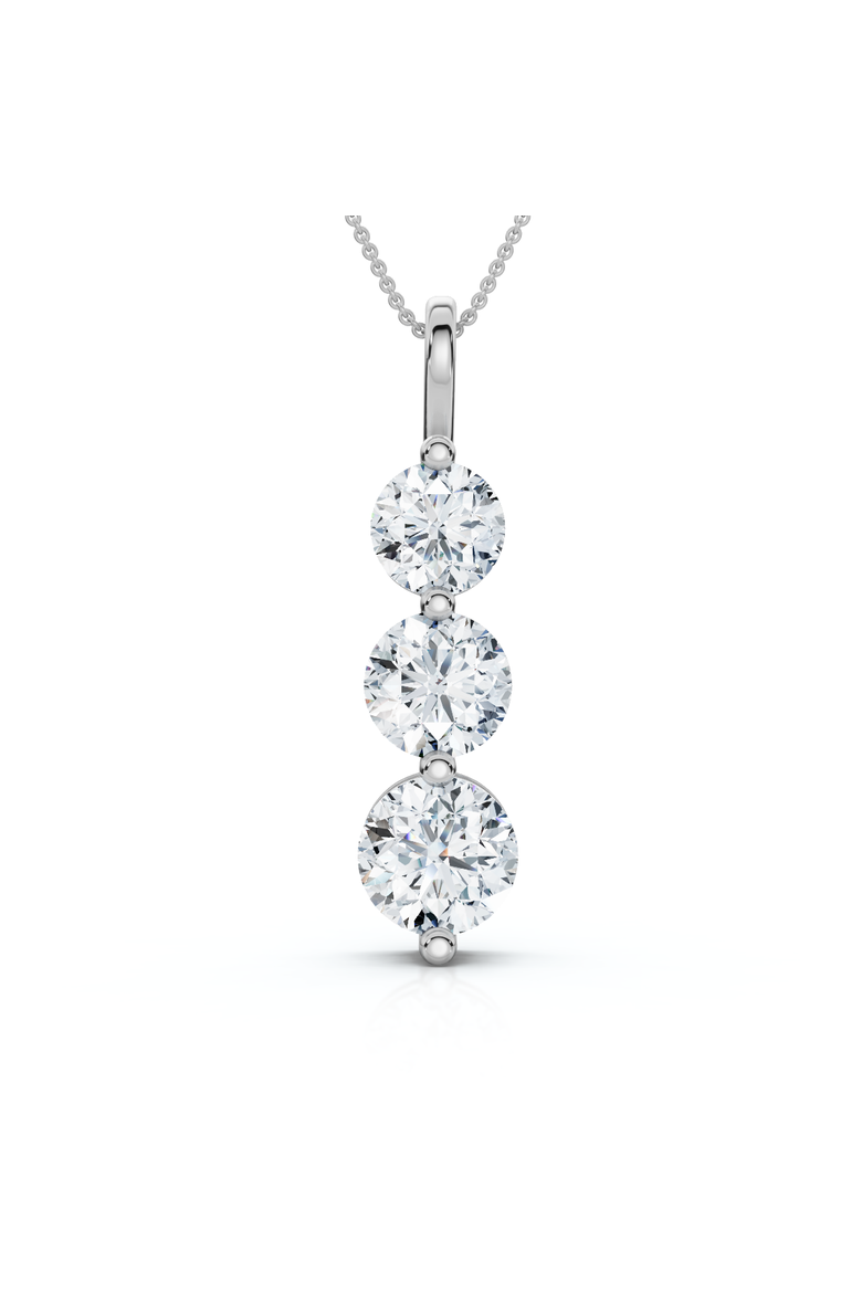 2 Ct Three Diamond Pendant 14K Gold 3 Stone Lab Grown Necklace, Main, color, 14k White Gold