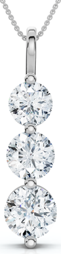 Bliss Diamond 2 Ct Three Diamond Pendant 14K Gold 3 Stone Lab Grown Necklace