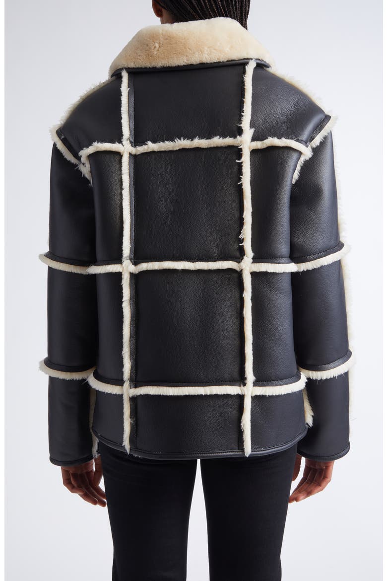Isabella Faux Shearling & Faux Leather Jacket, Alternate, color, BLACK/ OFF WHITE
