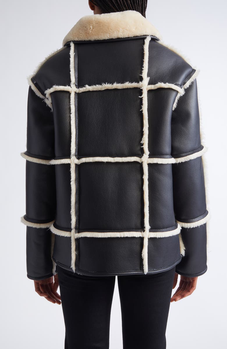 Stand Studio Isabella Faux Shearling & Faux Leather Jacket, Alternate, color, Black/ Off White