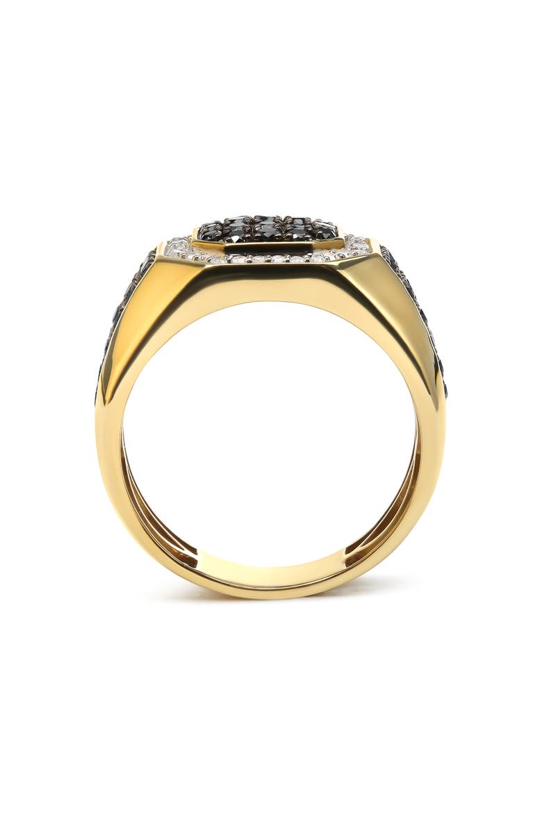 Men's 10K Yellow Gold 1 1/4 Cttw White and Treated Black Diamond Octagonal Halo Band Ring, Alternate, color, Yellow