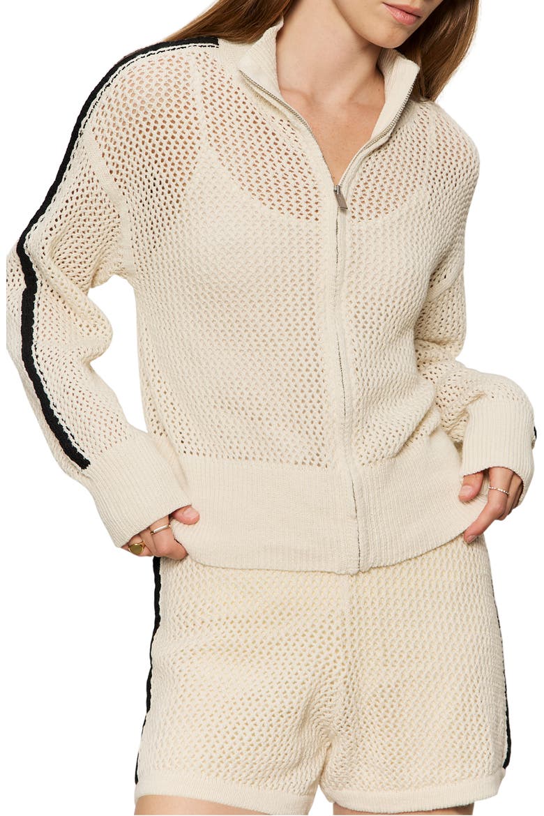 Open Stitch Track Jacket, Alternate, color, COLLAGEN WHITE/ BLACK