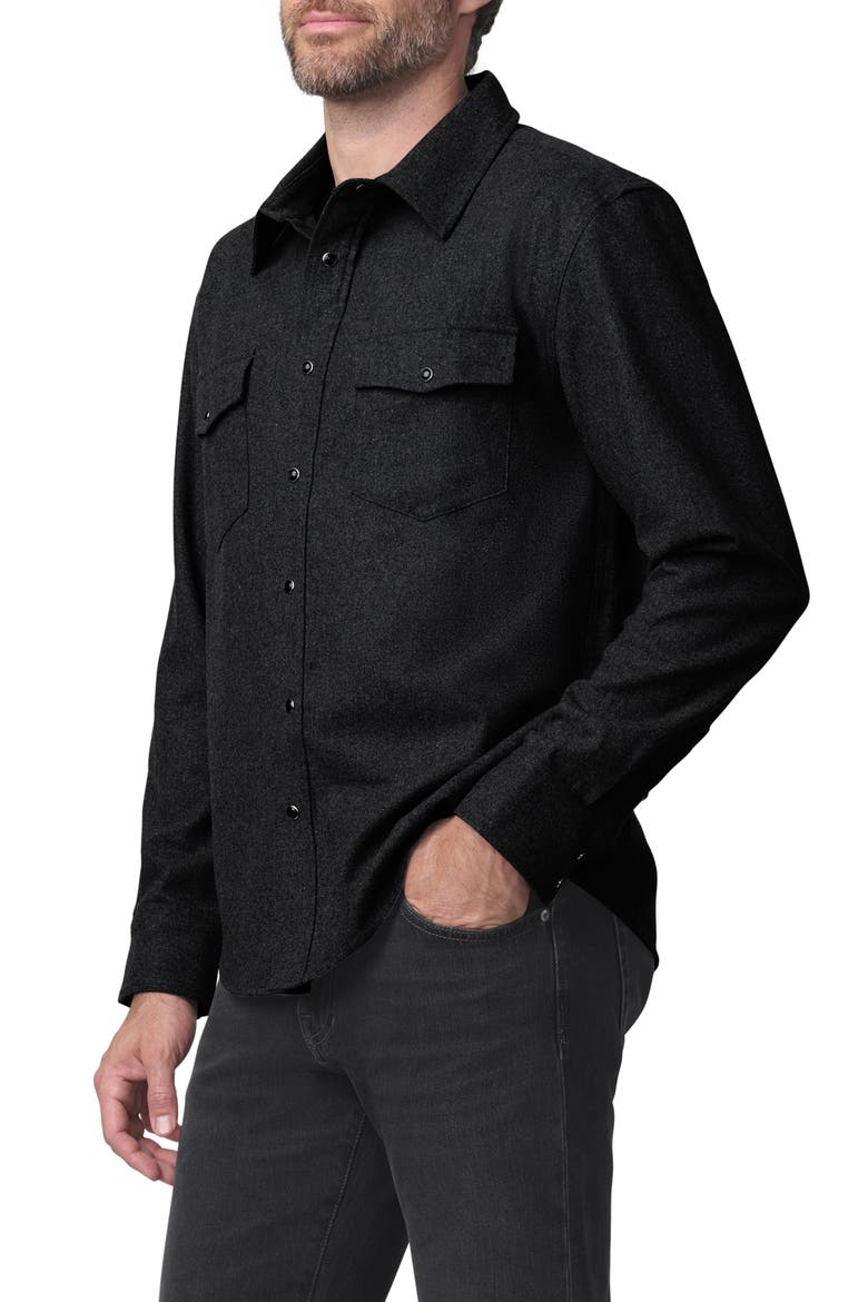 Double Pocket Western Flannel Shirt Jacket, Alternate, color, CHARCOAL GREY