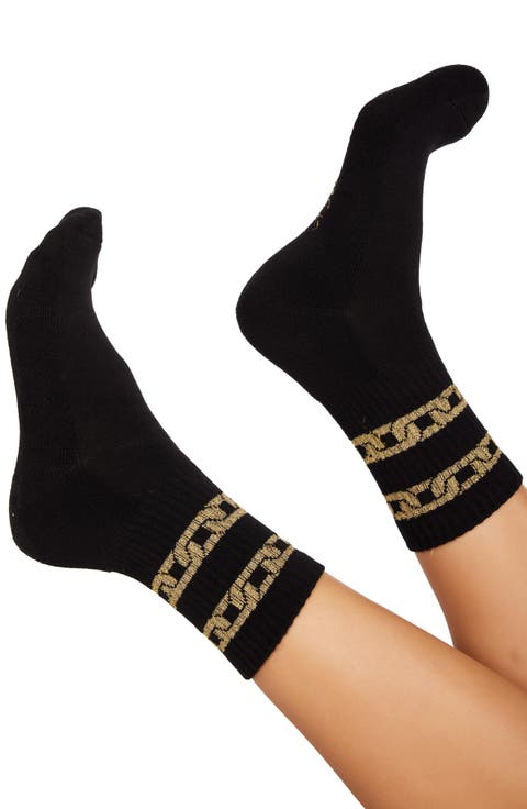 Sariah Gold Metallic Chain Midi Socks