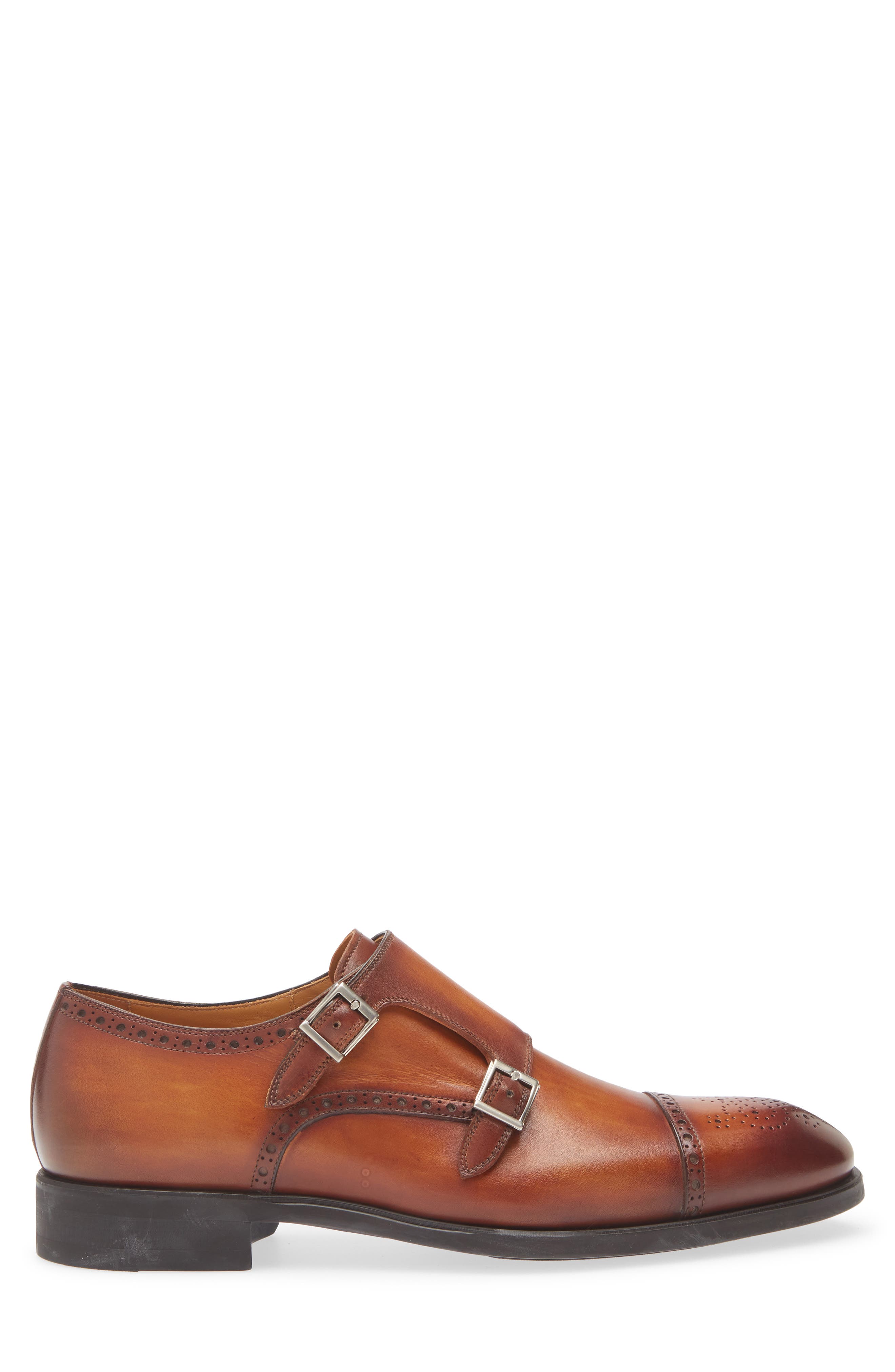 Magnanni Miliano Monk Strap Shoe, Alternate, color, Cuero