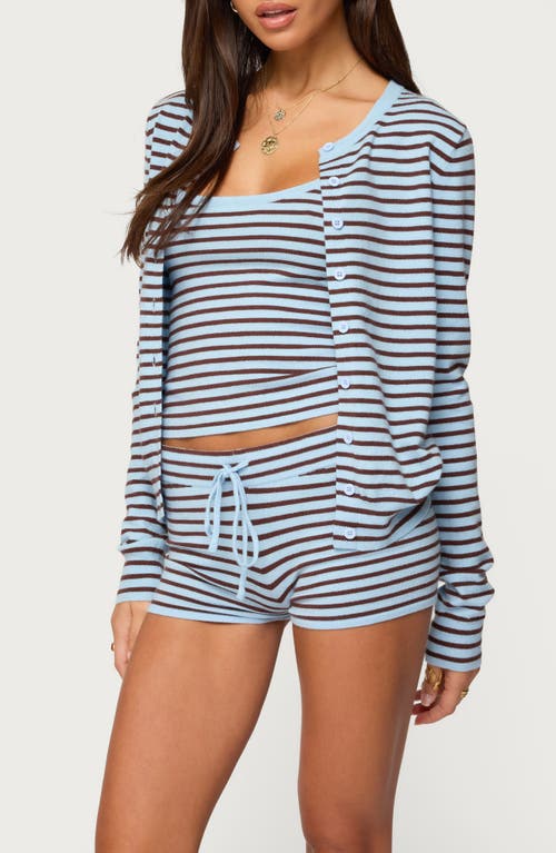 Edikted Lillian Stripe Cardigan In Blue
