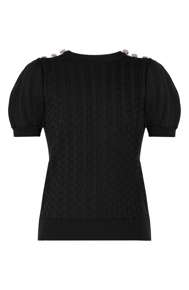 Erdem Belva Short Sleeve Cotton & Cashmer Sweater, Alternate, color,