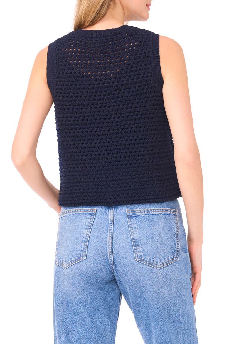 Open Stitch Cotton Blend Sweater Tank, Alternate, color, CLASSIC NAVY