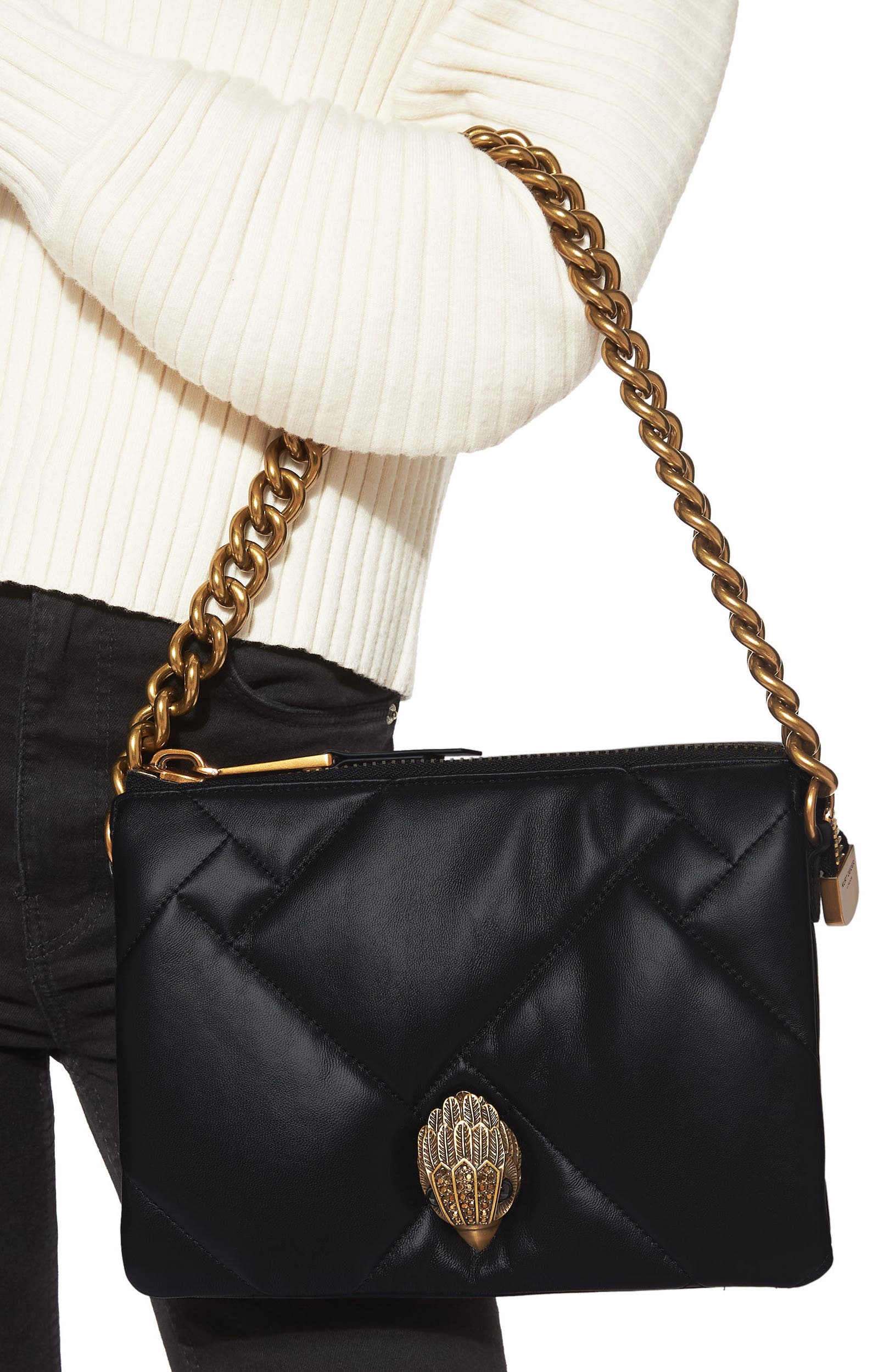 Kurt Geiger London Kensington Puffy Quilted Shoulder Bag, Alternate, color, Black